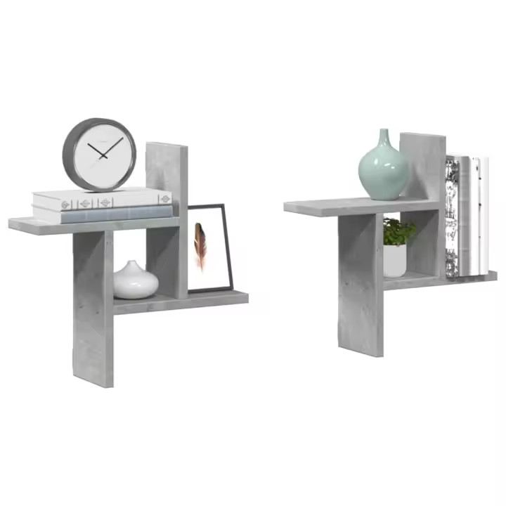 vidaXL Estantes pared 2 uds madera ingeniería 38x12x38cm en color Gris hormigón/Negro/Madera antigua y más | práctico organizador multiusos diseño compacto funcional - 1