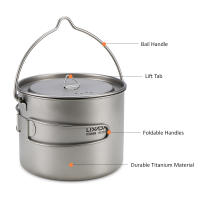 Lixada Tetera De Titanio Ultraligera Portátil Con Tapa Y Mango Plegable Para Camping Y Senderismo Al Aire Libre Material De Titanio - details 2