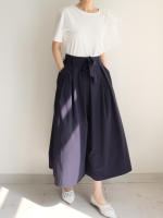 Falda Midi A-Line Elegante De Cintura Alta Para Mujer REALEFT Con Bolsillos Estilo Coreano Casual Suelta Y Solidaria Con Cinturón - details 33