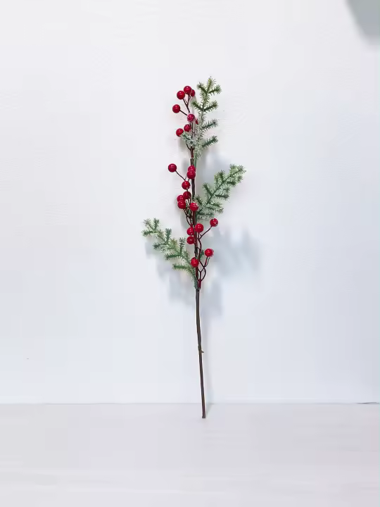 Rama De Pino Artificial Con Bayas Rojas Para Decoración De Navidad Y Año Nuevo Decoración De Hogar Para Fiesta De Primavera - 1