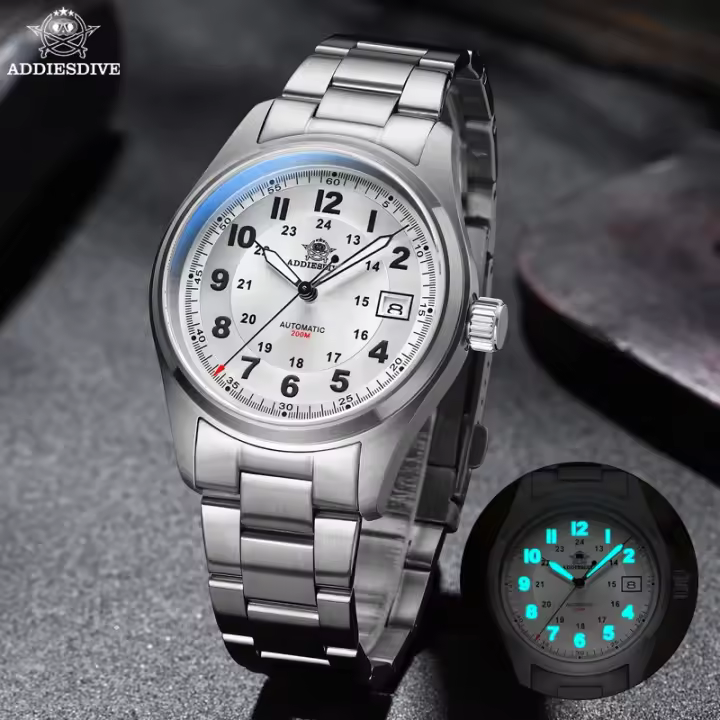 Reloj De Pareja ADDIESDIVE 2024 39mm Lujo Acero Inoxidable Con Recubrimiento AR De Zafiro NH35A Deportivo Y De Negocios Para Hombres Resistente Al Agua - 1