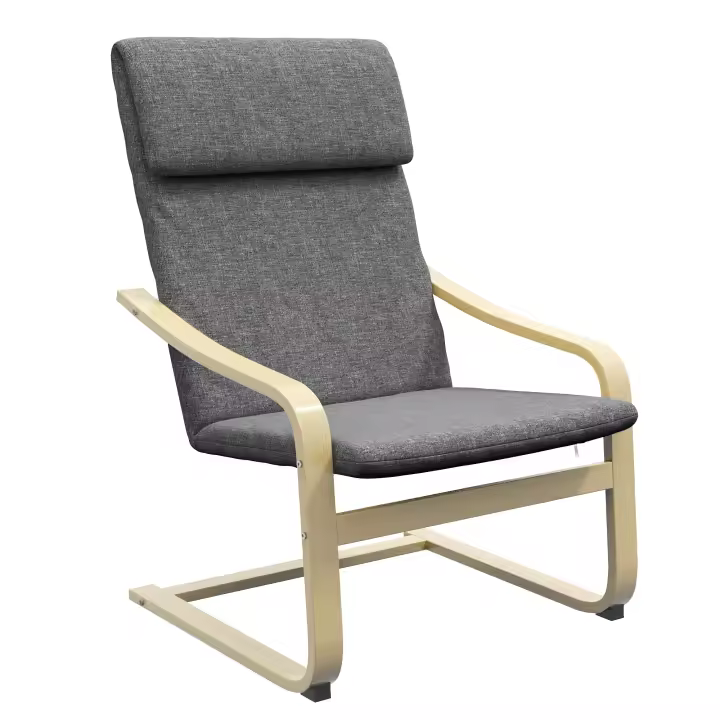 HOMCOM sillón relax, sillón reclinable, sillón relax con aspecto de lino, silla giratoria, silla de comedor con cojín para salón, madera de abedul 66,5 x 80 x 99 cm, gris oscuro - 1