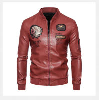 Chaqueta De Cuero Para Motociclista Para Hombre Impermeable Y Resistente Al Viento Con Cuello Erguido Bordado Ajustada Con Cremallera - details 7