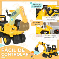 HOMCOM Excavadora con Licencia Caterpillar Excavadora Correpasillos para Niños de 1-3 Años con Asiento de Almacenamiento Pala Delantera y Bocina Carga 25 kg 85x27,5x47,5 cm Amarillo - details 4