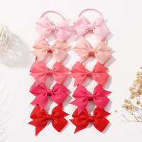 10Pcs Lazo De Cinta Sólida Para Niñas 2.6 Pulgadas Diadema Elástica De Satén Accesorio De Cabello Infantil Para Todas Las Estaciones - details 10