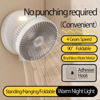 Ventilador Portátil Recargable De 5000mAh Pequeño Y Plegable Con Luz Nocturna 90° Montado En La Pared 4 Velocidades Para Oficina Y Hogar - details 7