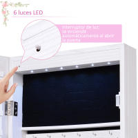 HOMCOM Espejo Joyero Colgante de Pared o Puerta con LED 5 Estantes 2 Cajones Pequeños Espejo Armario Montado con Cerradura 37x120x10cm - details 4