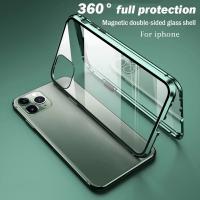 Funda De Teléfono Metálica Magnética 360° De Protección Total Para iPhone 15 14 13 12 11 pro Max X XS XR 8 7 plus Con Bumper De Vidrio Doble Lado - details 0