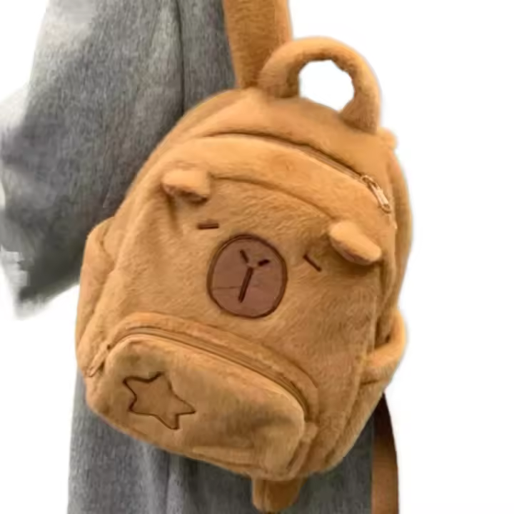 Mochila Estudiantina Capibara De Peluche Grande Y Multifuncional Para Hombres Y Mujeres Bolsa De Felpa Casual Con Gran Capacidad - 1