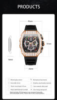 Reloj De Lujo Para Hombre ONOLA Diseño De Moda Con Diamantes Inlaidos Resistente Al Agua Mecánico Automático Material De Correa De Silicona - details 9