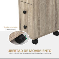 kleankin Armario de Baño Mueble Auxiliar para Baño Espacio Reducido con Ruedas Estantes Abiertos Armario Cajón 18x30x68,5 cm - details 4