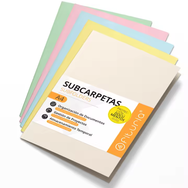 Subcarpetas Cartulina A4, Carpetas Archivadoras de Papel 180gr, Carpeta Clasificadora para Documentos, Pack de 15 Subcarpetas de Colores para Archivar y Ordenar - Ofituria (Surtido Suave) - 1