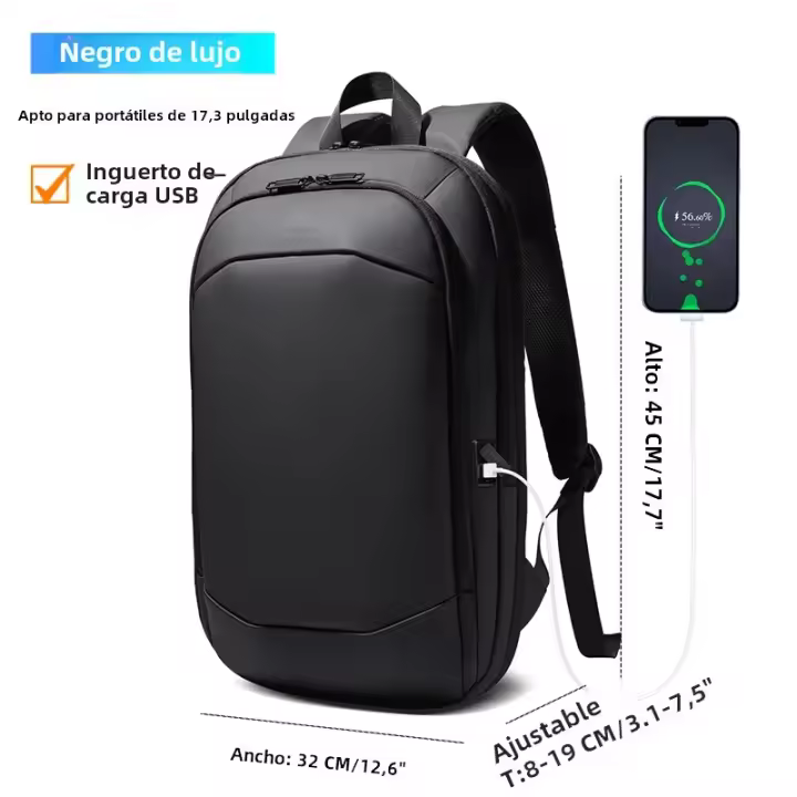 Mochila Heroic Knight Para Hombre 17 Pulgadas Negra Impermeable Con USB Y Compartimento Para Laptop Compatible Con 17.3 Pulgadas Bolsa De Viaje Expansible De Negocios Con Almacenamiento Organizado Y Protección - 1