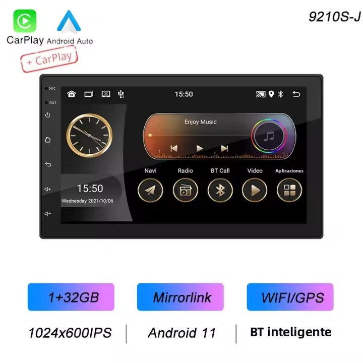 Radio De Coche BQCC 2 Din 7 Pulgadas Android Con WIFI GPS BT FM USB Stereo Sin Cable Carplay Navigation Universal Para Todas Las Marcas De Coche - 1