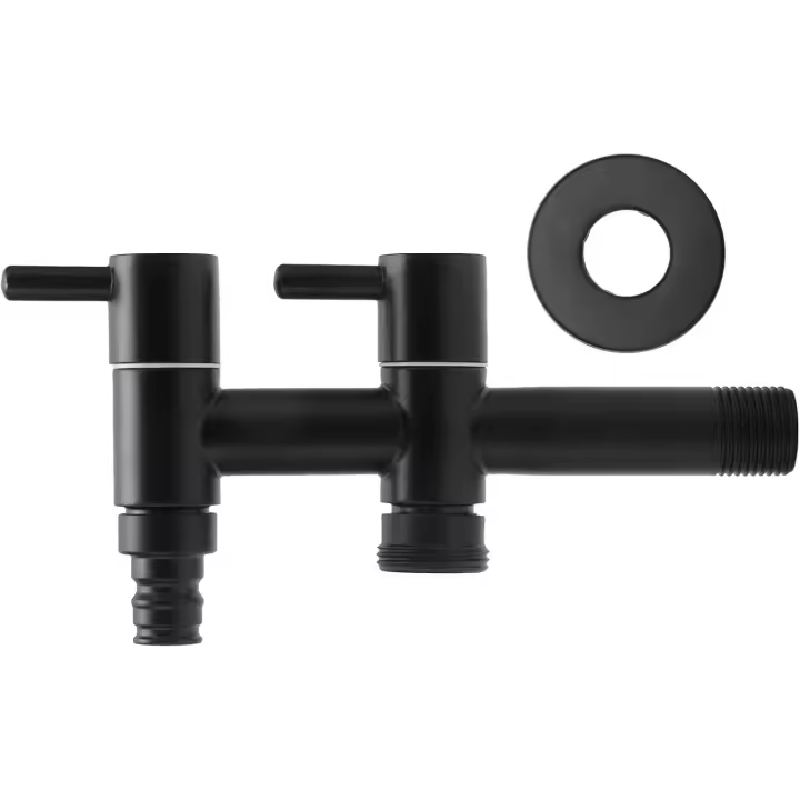 Grifo de lavadora Grifo de doble interruptor, Grifo de agua fría montado en la pared Grifo de fregadero de extensión de acero inoxidable Grifo de jardín de piscina para lavadora - 1