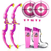 Juego De Tiro Para Niños Con Flechas LED Flash Pink Y Arco Con Almacenamiento En Quiver Cuerda De Caña De Pescar Para Niños Y Niñas - details 0