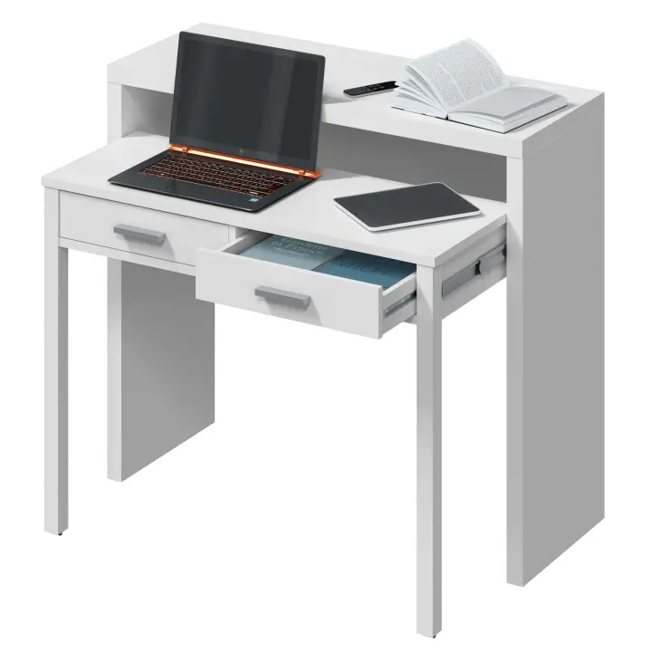 Mesa Escritorio desplegable en Color Blanco Artik/Roble Canadian, Blanco Artik/Cemento o Blanco Artik 98x87x36 cm - 1