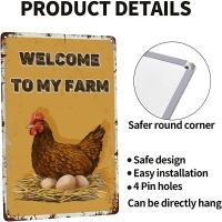 1pc Signo De Metal Vintage De Pollo Hen Bienvenido a Mi Granja Decoración Para Pared De Bares Estilo Americano Rectangular - details 2