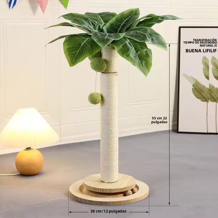 Palo De Afilado Para Gatos Con Bolas Colgantes Y Cordón De Sisal Natural Árbol De Agarre Interactivo Para Gatos Jóvenes Material De Madera - 1