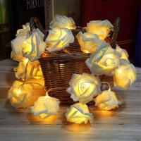 1Pack 10/20 Led Luz De Flores Blancas En Forma De Rosas Operadas Por Batería Para Decoración De Fiestas De Cumpleaños Boda Casero En Día De San Valentín - details 1
