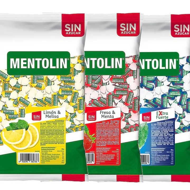 MENTOLIN PACK 3 Kg caramelos sin azúcar para la tos Limón Melisa & Fresa Menta & Extra Fuerte - 1