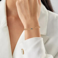 Pulsera De Cadena Clásica KISS MANDY Con Ojos Malos Y Doble Capa En Plata 925 Y Oro 14K Para Mujer Joyería De Fiesta - details 1
