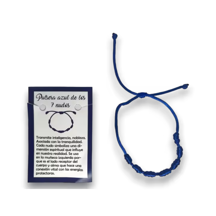 Pulsera 7 Nudos Cuerda Azul - HOSTENATURA Inteligencia, Nobleza y Tranquilidad - 1