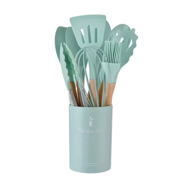 Set De Utensilios De Cocina Ecológicos De Silicona 12PCS Incluye Tampones Y Cuchara Medidora Herramientas De Cocina Prácticas - 1