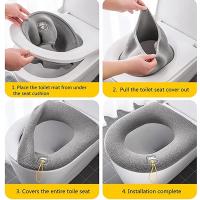 Cubierta De Inodoro Gruesa Y Cálida Funda De Almohadilla Lavable Para Inodoro Funda De Asiento De Baño Accesorios De Baño Ecológicos Hechos De Algodón De Larga Estancia - details 5