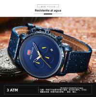 Reloj De Hombre MINI FOCUS Simple Gran Dial Multi-Función Movimiento Calendario Impermeable Correa De Cuero Negro Gris Café - details 10