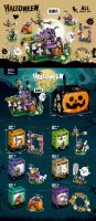 Juego De Bloques DIY De Halloween Con Cabeza De Calabaza Y Fantasma Para Decoración De Hogar Juguetes Educativos Para Niños Regalos De Festivales Tamaño Pequeño Material ABS Compatible Con Lego - details 1