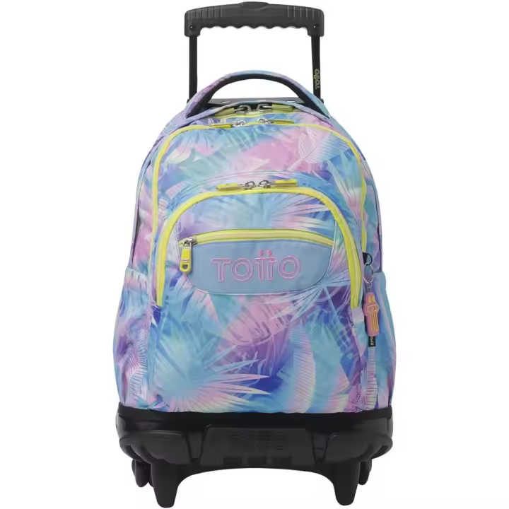 Mochila con Ruedas TOTTO Modelo Renglones, 32 x 45.5 x 18 cm, Capacidad 26,21L, Porta PC 14", Bolsillo Botella, Manija Telescópica, Correas en S, Resistente, Estampado Prisma - 1