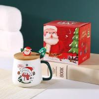 Caja De Regalo De Taza De Cerámica Con Tapa Y Cucharita Para Café Navidad Taza Ecológica Con Accesorios Para Bebidas - details 7