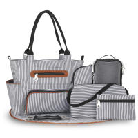 Set De 7 Bolsos Para Mudar El Bebé Multifuncional Tote Bag Mummy Bolsa De Viaje Con Alforja Para Bebé Material De Tela Cierre De Cremallera - details 9