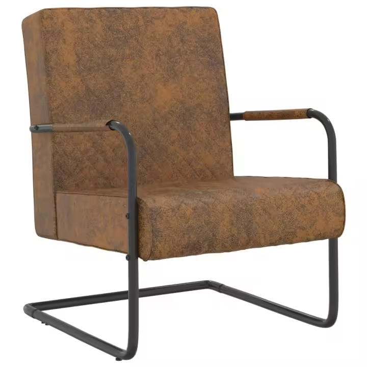 vidaXL Silla voladiza de tela marrón Sillon Dormitorio Sillon Comodos Silla Relax Sillón Sofá - 1