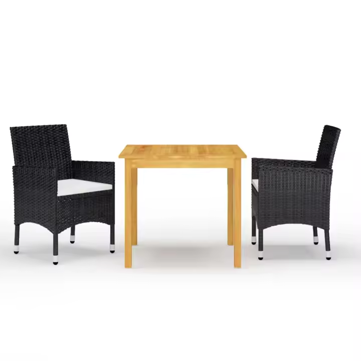 vidaXL Juego de comedor de jardín de 3 piezas negro - 1