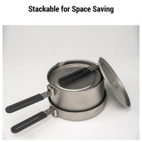 Lixada Sartén De Titanio 1100ml Ultraligera Con Mango Plegable Para Cocinar Al Aire Libre Camping Senderismo Montañismo - details 2