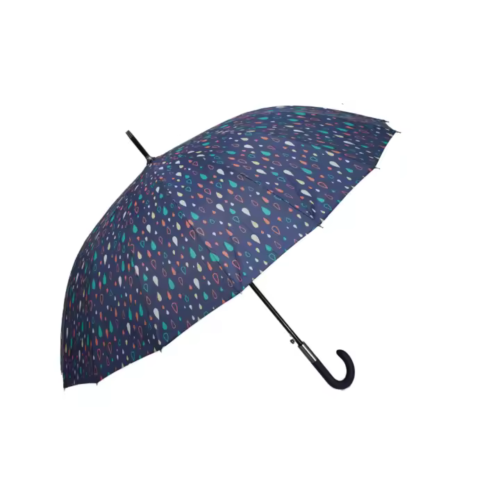 Paraguas largo grande de 16 varillas , antiviento, automático de 68 cm   ,paraguas  dibujo de gotas de agua. - 1