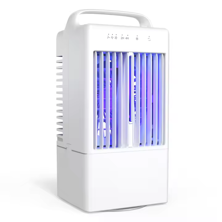 Aire Acondicionado Portatil, 1500ml Mini Enfriador de Aire Silencioso con Mando a Distancia, USB Ventilador con 5 Velocità de Viento & 3 Modos, 10H Timer, Luces de Colores, Ideal para Hogar/Oficina - 1