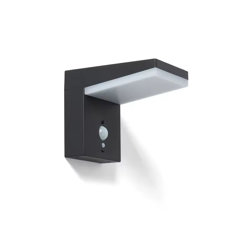 Ledkia Aplique de Pared Exterior Solar LED 5W Aluminio con Sensor de Movimiento Edwan Negro - 1