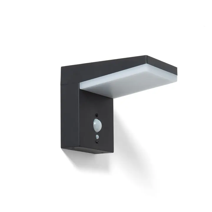Ledkia Aplique de Pared Exterior Solar LED 5W Aluminio con Sensor de Movimiento Edwan Negro - 1