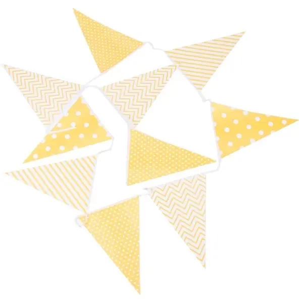 Guirnalda 10 Banderas Decorativas Eventos Papel Amarillo - 1