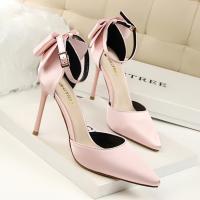 Sandalias Elegantes De Satén Para Mujer Verano Con Nudo De Mariposa Bajo Tacón 8cm 10cm Bota Larga De Boda Rojo Tinto Zapatos Bigtree - details 41