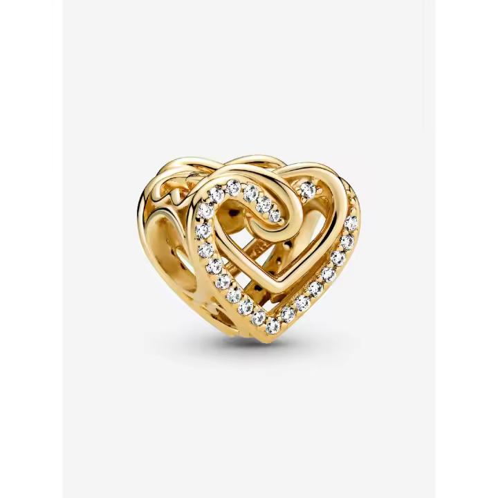 Brillantes-Baño de Oro de 14K Pandora - Charm de Corazones entrelazados - 1