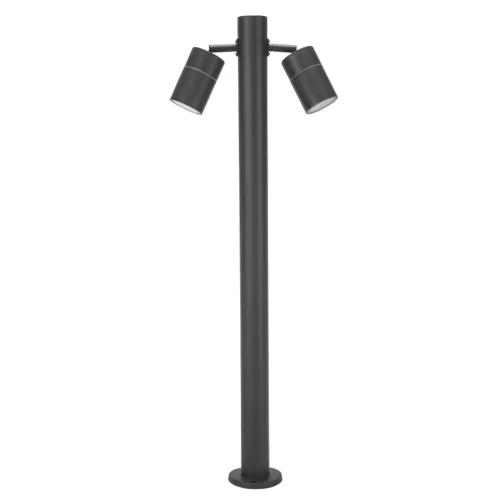 FORLIGHT Pixa - Baliza de Jardín con 2 Focos Orientables GU10. Altura 81cm IP44 para Exterior. Color Negro - 1