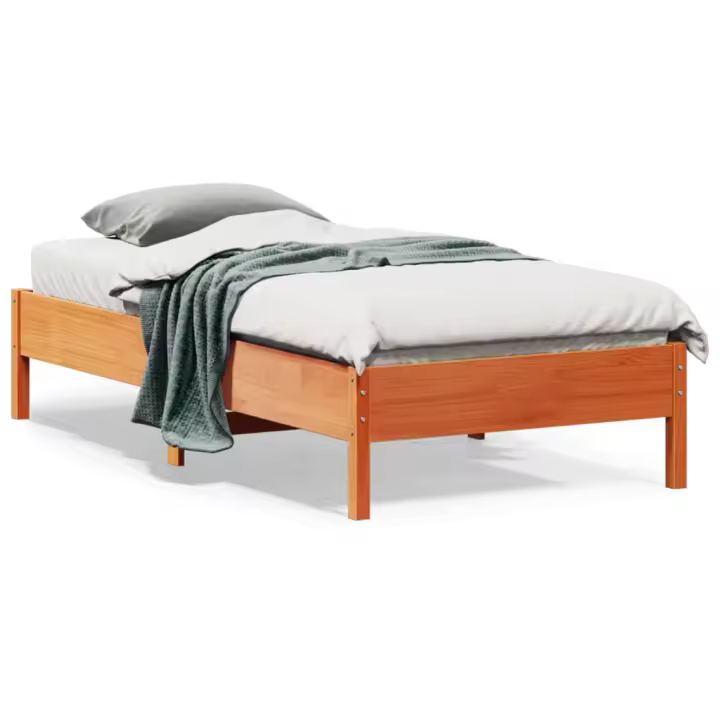 Estructura de cama sin colchón madera maciza marrón 75x190 cm - 1