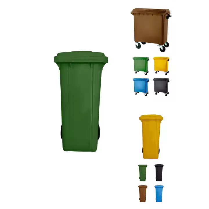 JARDIN202 - Contenedor de Basura Reciclables de Colores con Ruedas  | Mango antideslizante - 1