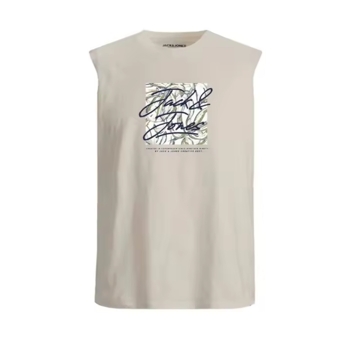 Jack & Jones Split Tee Camiseta De Tirantes Color Blanco Crema - Cómoda Y Fresca - 1