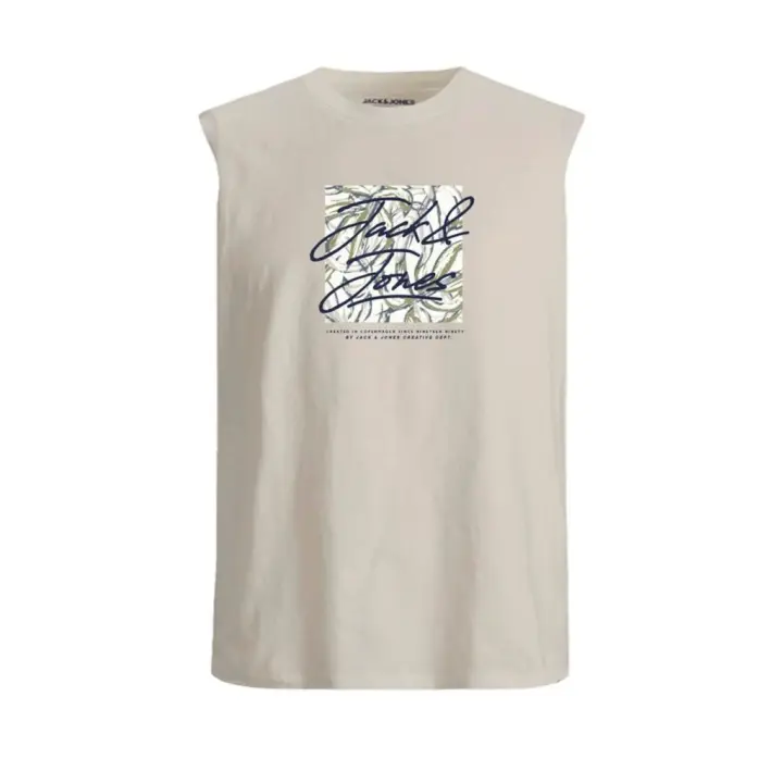 Jack & Jones Split Tee Camiseta De Tirantes Color Blanco Crema - Cómoda Y Fresca - 1