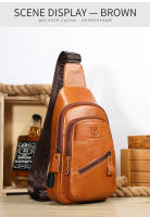 BULLCAPTAIN Bolsa De Pecho Para Hombre 2023 Cuero Genuino Gran Capacidad Casual Bolsa Mensajera Clásica Con Cierre De Cremallera - details 12